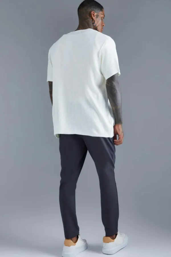 boohooMAN Short Sleeve Knitted Pleated Revere Shirt | Going Out | Shirts