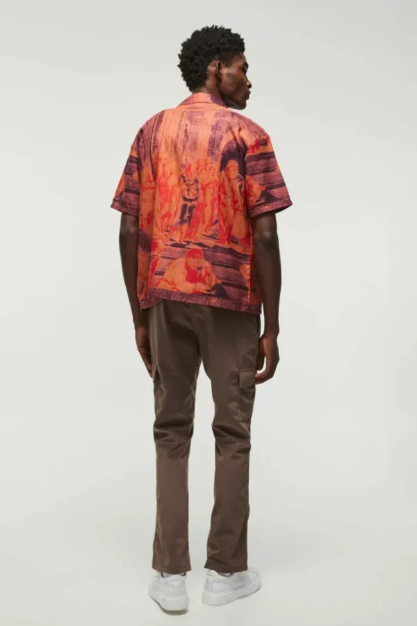 boohooMAN Short Sleeve Oversized Slub Painting Shirt | Shirts | Going Out Shirts