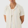 boohooMAN Short Sleeve Textured Multi Stripe Pocket Shirt | Shirts | Going Out Shirts