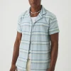 boohooMAN Short Sleeve Textured Stripe Shirt | Shirts | Going Out Shirts