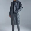 boohooMAN Single Breasted Brushed Stripe Overcoat | Man | Coats & Jackets