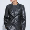 boohooMAN Single Breasted Cut Out Pu Blazer | Suits & Tailoring | Suits & Tailoring