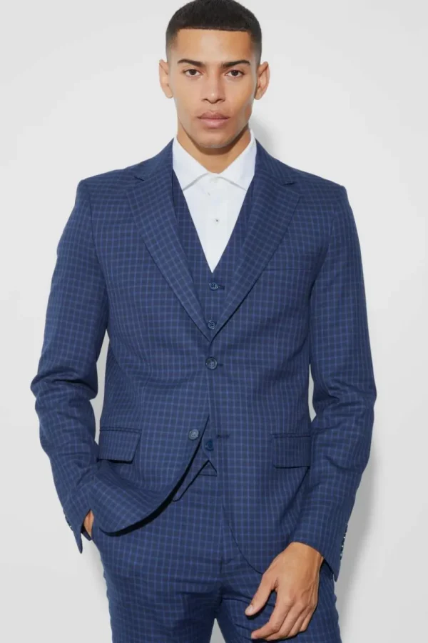 boohooMAN Single Breasted Slim Check Suit Jacket | Suit Blazers | Going Out