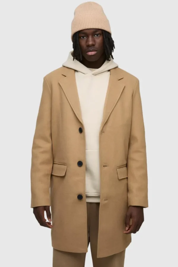 boohooMAN Single Breasted Wool Look Overcoat in | Going Out | Man