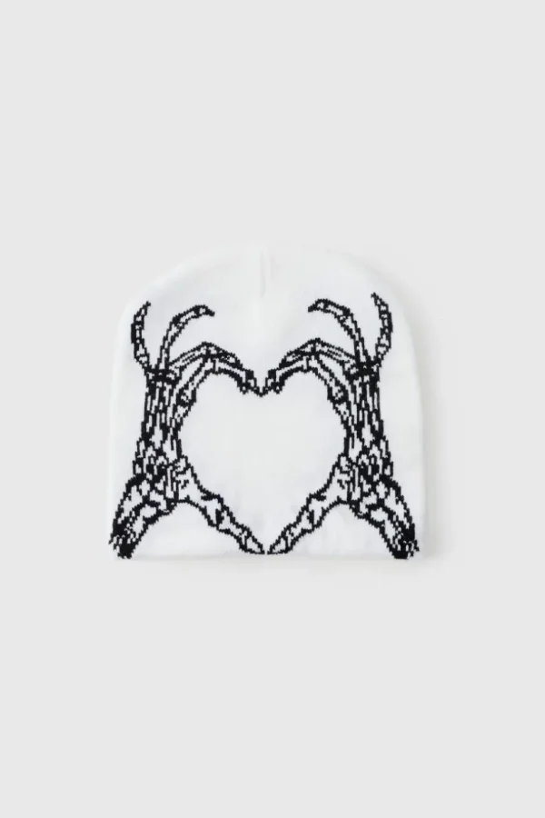 boohooMAN Skeleton Heart Graphic Beanie in | Hats & Caps