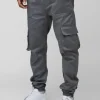 boohooMAN Skinny Fit Elasticated Waist Cuffed Cargo Trousers | Trousers | Cargo Trousers