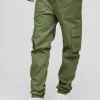 boohooMAN Skinny Fit Elasticated Waist Cuffed Cargo Trousers | Trousers | Cargo Trousers