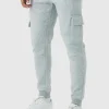 boohooMAN Skinny Fit Panelled Cargo Joggers | Joggers