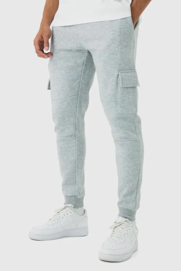 boohooMAN Skinny Fit Panelled Cargo Joggers | Joggers