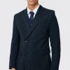 boohooMAN Skinny Fit Pinstripe Double Breasted Blazer | Suit Blazers | Suits & Tailoring