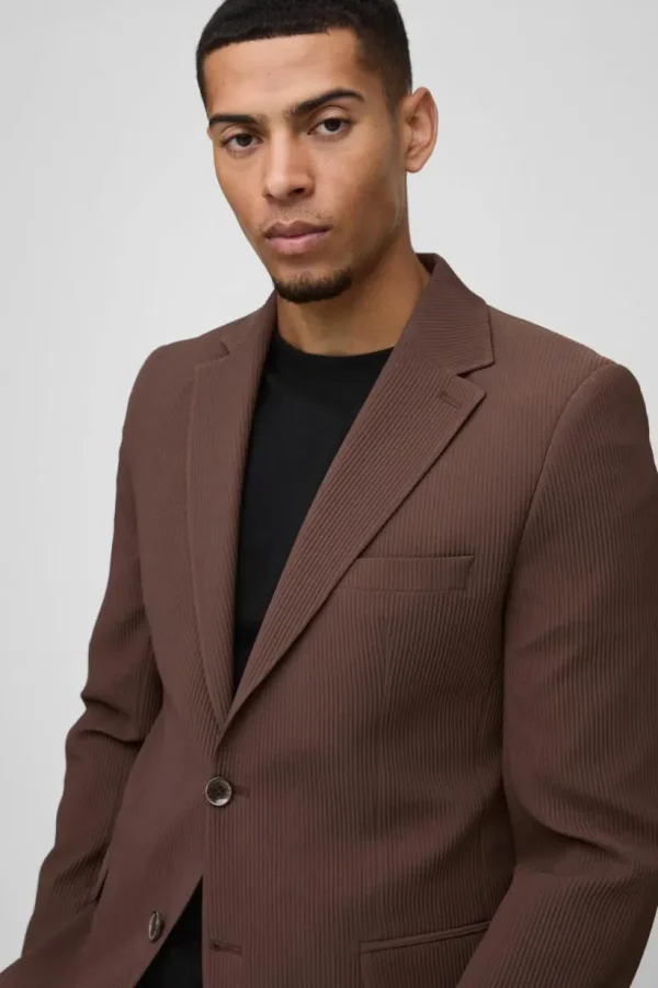 boohooMAN Skinny Fit Pleated Blazer | Suit Blazers | Suits & Tailoring