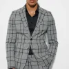 boohooMAN Skinny Fit Single Breasted Check Suit Jacket | Suits & Tailoring | Suits & Tailoring