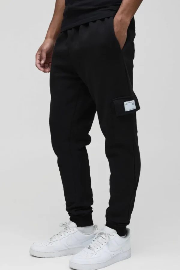 boohooMAN Skinny Fit Woven Tab Basic Cargo Jogger | Joggers