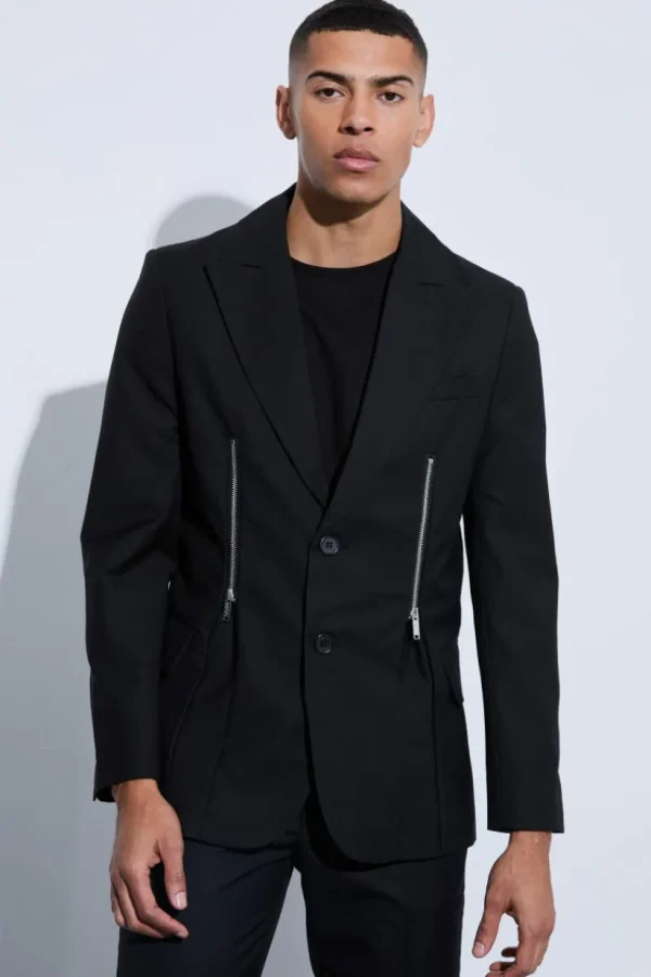 boohooMAN Skinny Fit Zip Hem Suit Jacket | Suits & Tailoring | Suits & Tailoring