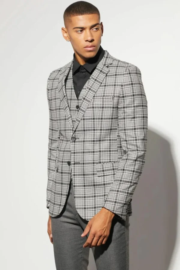 boohooMAN Skinny Single Breasted Check Suit Jacket | Suits & Tailoring | Suits & Tailoring