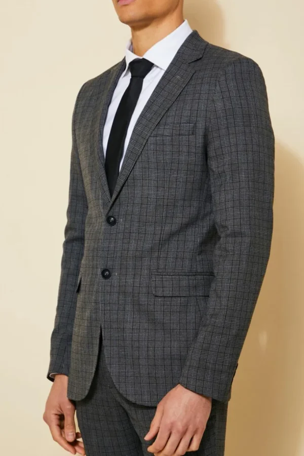 boohooMAN Skinny Single Breasted Check Suit Jacket | Suits & Tailoring | Suits & Tailoring