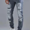 boohooMAN Skinny Stacked Distressed Ripped Jeans In | Going Out | Denim