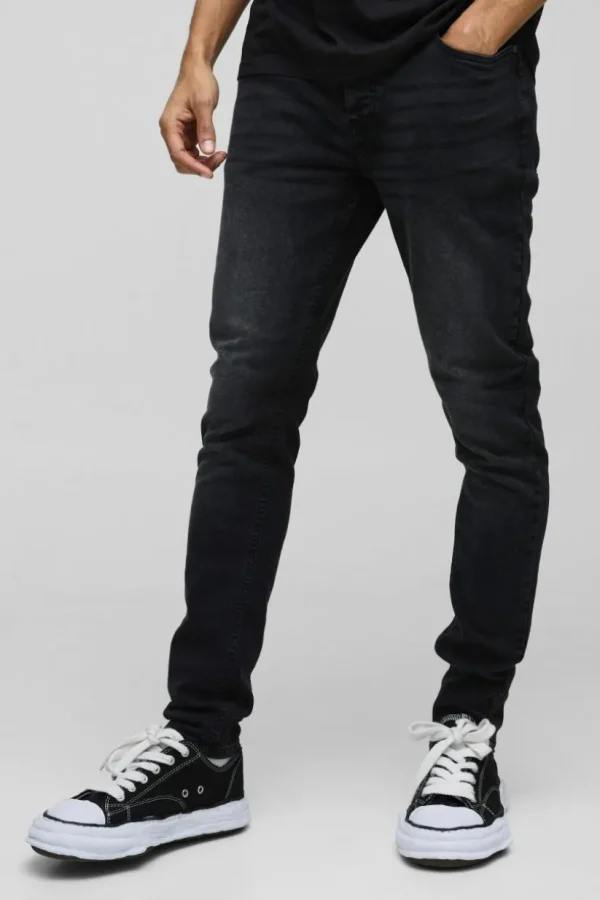 boohooMAN Skinny Stretch Acid Wash Applique Denim Jeans | Denim | Going Out Denim