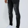 boohooMAN Skinny Stretch Rip And Repair Biker Jeans | Going Out | Jeans