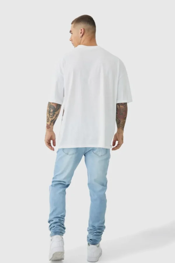 boohooMAN Skinny Stretch Stacked Ripped Jeans | Denim | Going Out Denim