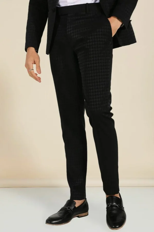 boohoo Skinny Tonal Houndstooth Suit | Suits & Tailoring | Suits & Tailoring