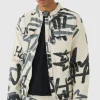 boohooMAN Slim Boxy Denim Graffiti Laser Print Biker Jacket | Man | Sets & Coords