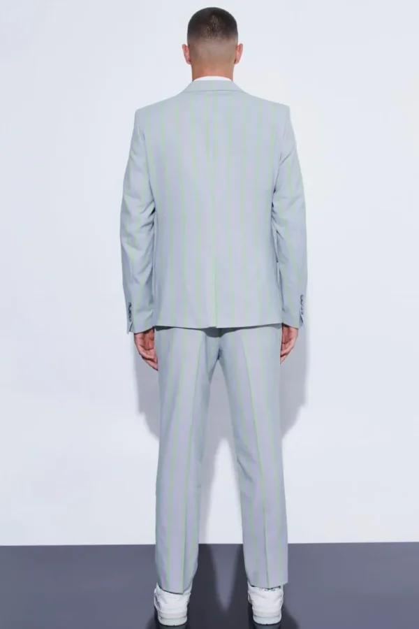 boohooMAN Slim Crop Wide Stripe Suit Trouser | Suits & Tailoring | Suits & Tailoring