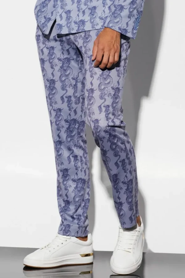 boohoo Slim Fit Dragon Printed Wrap Suit | Sets & Coords