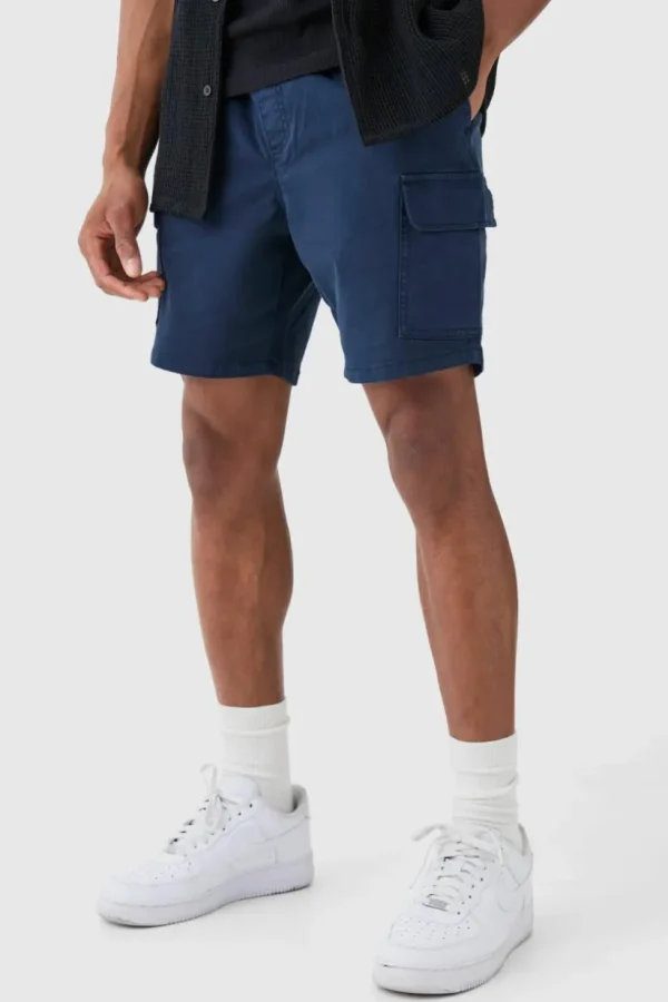 boohooMAN Slim Fit Elasticated Waist Cargo Shorts | Shorts