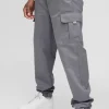 boohooMAN Slim Fit Elasticated Waist Woven Tab Cuffed Cargo Trousers | Trousers | Cargo Trousers