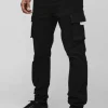 boohooMAN Slim Fit Elasticated Waist Woven Tab Cuffed Cargo Trousers | Trousers | Cargo Trousers