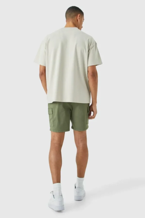 boohooMAN Slim Fit Elasticated Waist Cargo Shorts | Shorts