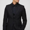 boohooMAN Slim Fit Flock Velour Blazer | Suit Blazers | Suits & Tailoring