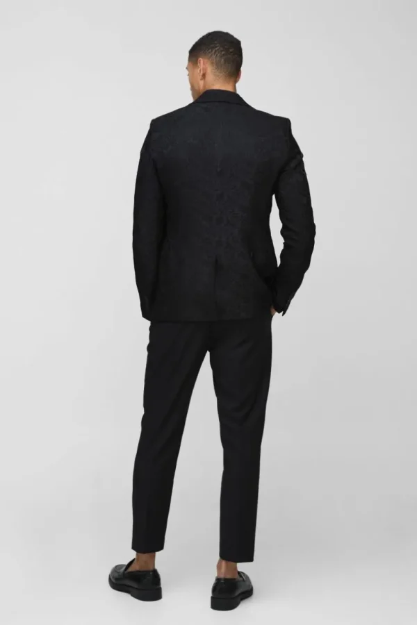 boohooMAN Slim Fit Flock Velour Blazer | Suit Blazers | Suits & Tailoring