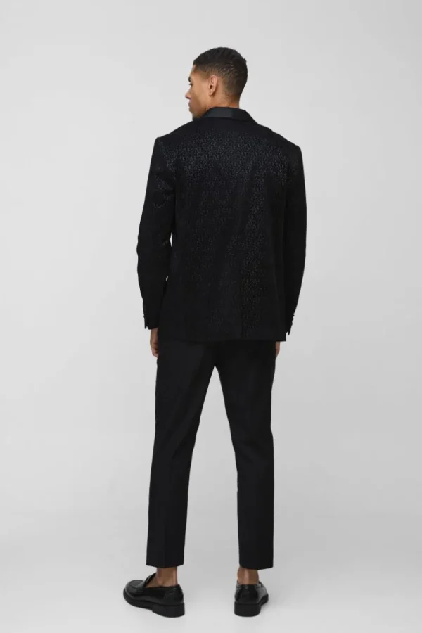 boohoo Slim Fit Flock Velour Blazer & Trouser | Sets & Coords