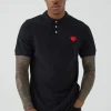 boohooMAN Slim Fit Heart Short Sleeve Pique Polo | Going Out Polo Shirts | Going Out Tops