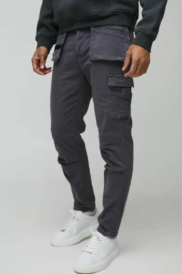 boohooMAN Slim Fit Strap Detail Cargo Trouser | Cargo Trousers