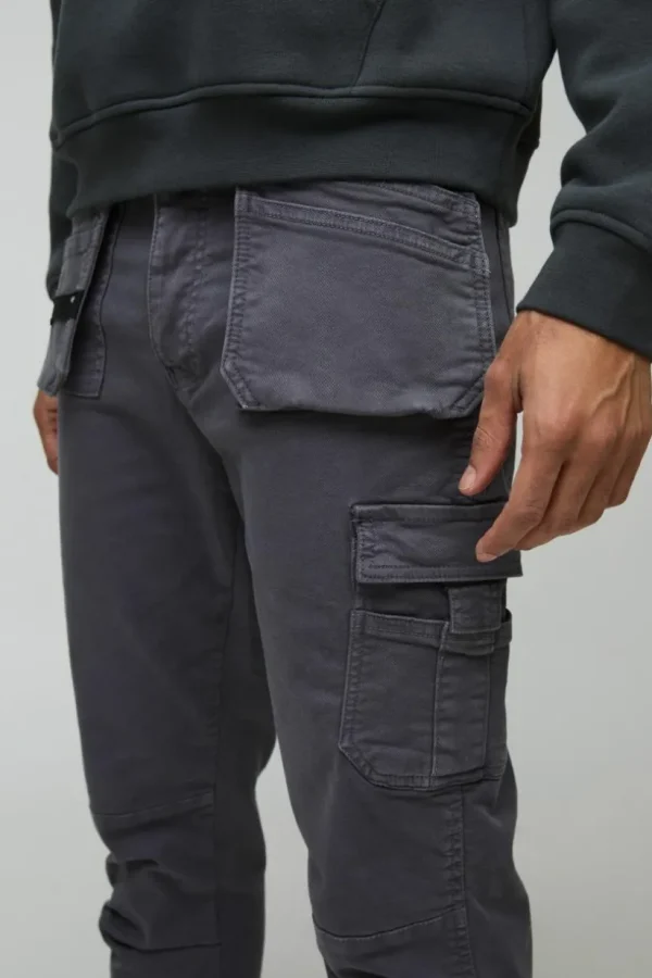 boohooMAN Slim Fit Strap Detail Cargo Trouser | Cargo Trousers