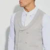 boohooMAN Slim Fit Window Check Double Breasted Waistcoat | Suits & Tailoring | Suits & Tailoring