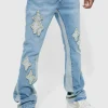 boohooMAN Slim Flare Applique Panel Jeans | Denim | Going Out Denim