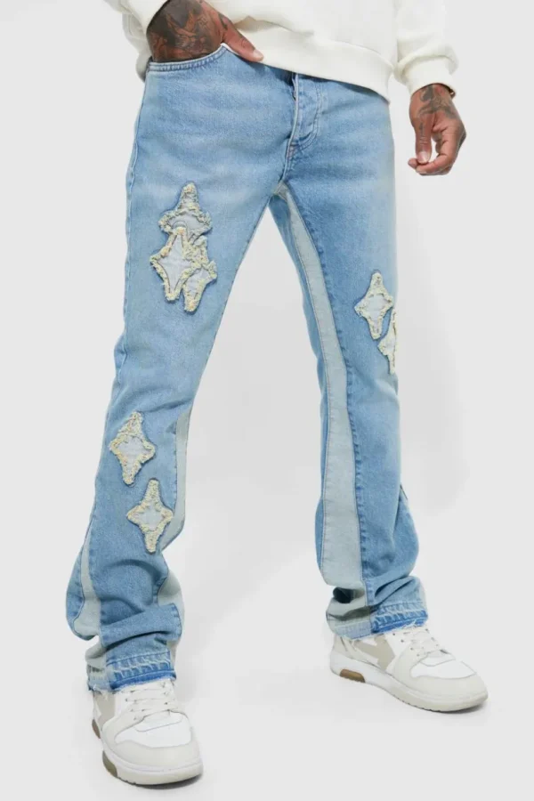 boohooMAN Slim Flare Applique Panel Jeans | Denim | Going Out Denim