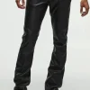 boohooMAN Slim Flared Pu Trousers | Trousers