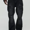 boohooMAN Slim Flared Ripped Washed Jeans | Basics - Elevated | Denim