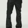 boohooMAN Slim Flared Woven PU Trousers | Going Out | Trousers