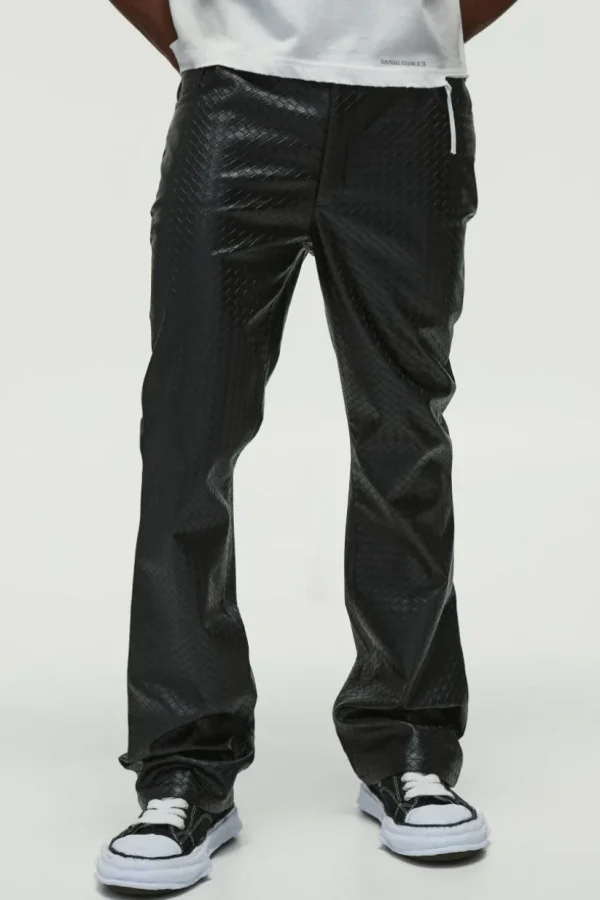 boohooMAN Slim Flared Woven PU Trousers | Going Out | Trousers