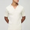 boohooMAN Slim Rib Revere Polo | Going Out Polo Shirts | Going Out Tops