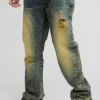 boohooMAN Slim Rigid Flare Carpenter Ripped Gusset Denim Jeans | Denim | Going Out Denim