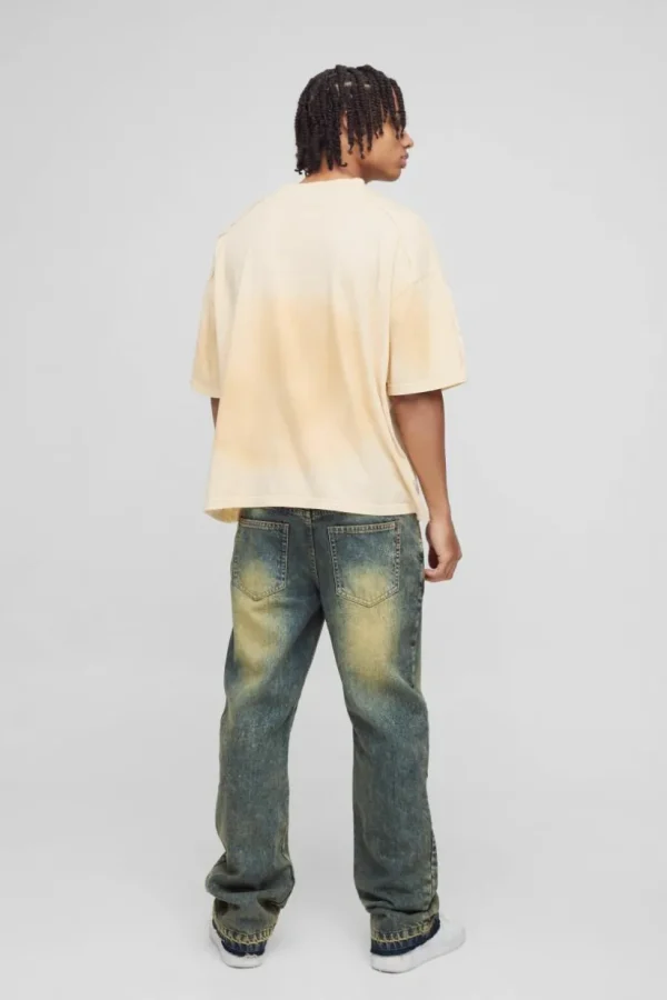 boohooMAN Slim Rigid Flare Carpenter Ripped Gusset Denim Jeans | Denim | Going Out Denim