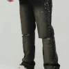 boohooMAN Slim Rigid Flared Stacked Distressed Washed Jeans | Jeans | Denim