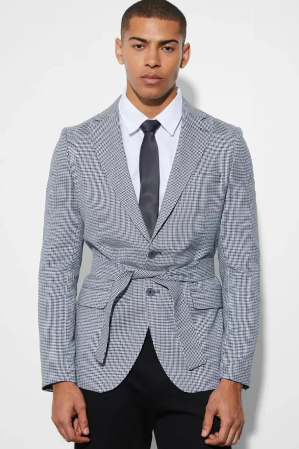 boohooMAN Slim Single Breasted Blazer With Belt | Suits & Tailoring | Suits & Tailoring